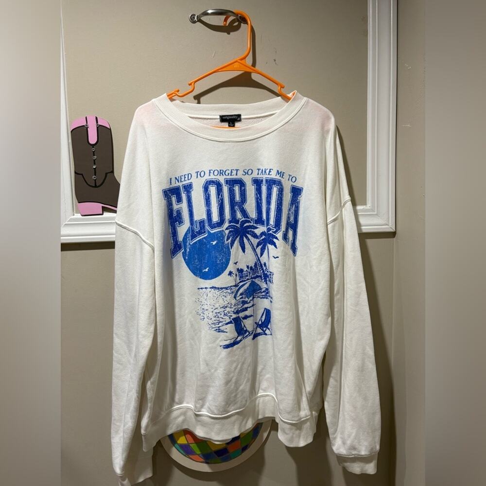 Originality White Florida Graphic Sweatshirt Crewneck Pullover Women's Size L